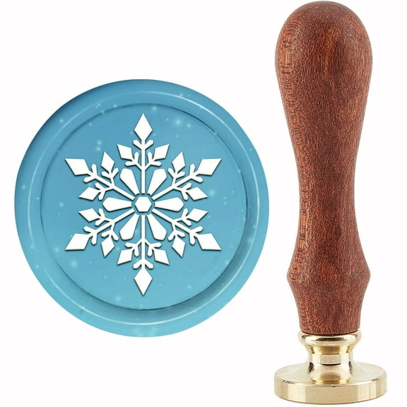 Christmas Wax Seal Stamp Snowflakes Pattern Sealing Wax Stamps 30mm Retro Vintage Removable Brass Stamp Head with Wood Handle