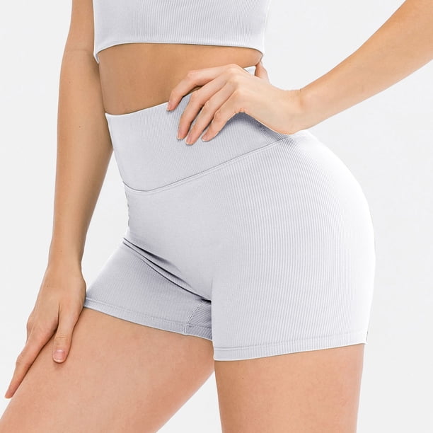 Pantalones cortos de yoga para mujer Rayas Levantamiento de glúteos Cintura alta Secado rápido No