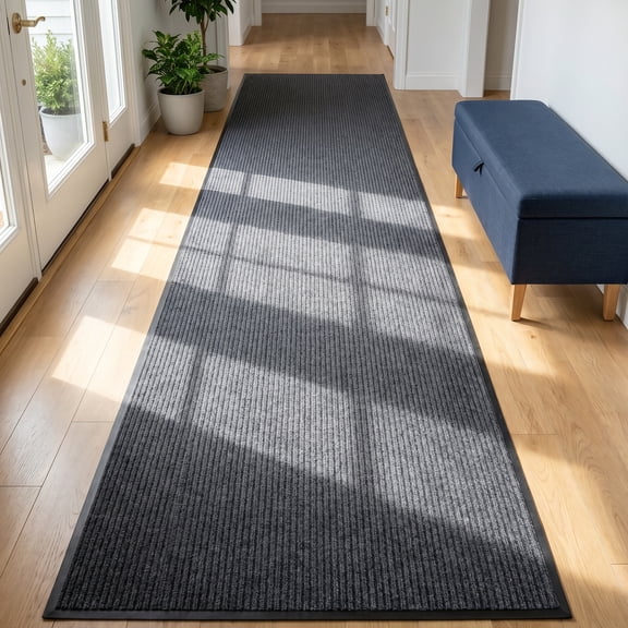 WANLISELL 3 x 16.4 ft Commercial Carpet, Non-Slip Runner Rug Utility Rug, Commercial Rug Entrance Mat Indoor Outdoor Hallway Runner Rug, Grey
