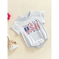 thumbnail image 3 of hirigin Independence Day Baby Summer Jumpsuit Star Stripe Letter Print Casual Toddler Boy Girls Short Sleeve Romper, 3 of 9