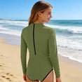 thumbnail image 5 of Cethrio Girls' One Piece Swimsuits, Vacation Surfing Beach Long Sleeve Kids Bathing Suit Army Green Size 7-8, 5 of 6