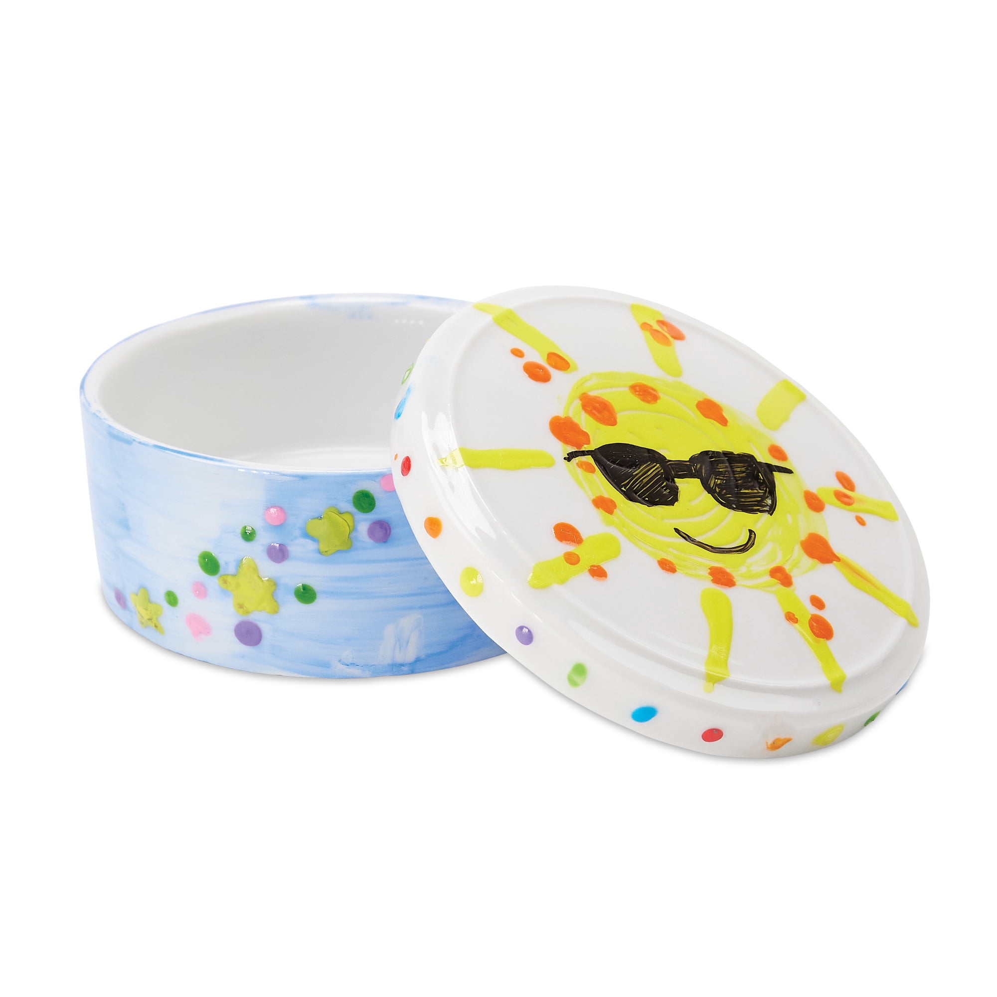 MindWare Paint Your Own Porcelain: Rainbow Décor Set with Tea Light, 12 Paints & 2 Brushes, Creative Pottery Crafts & Gift Kits for Kids Ages 8 and Up
