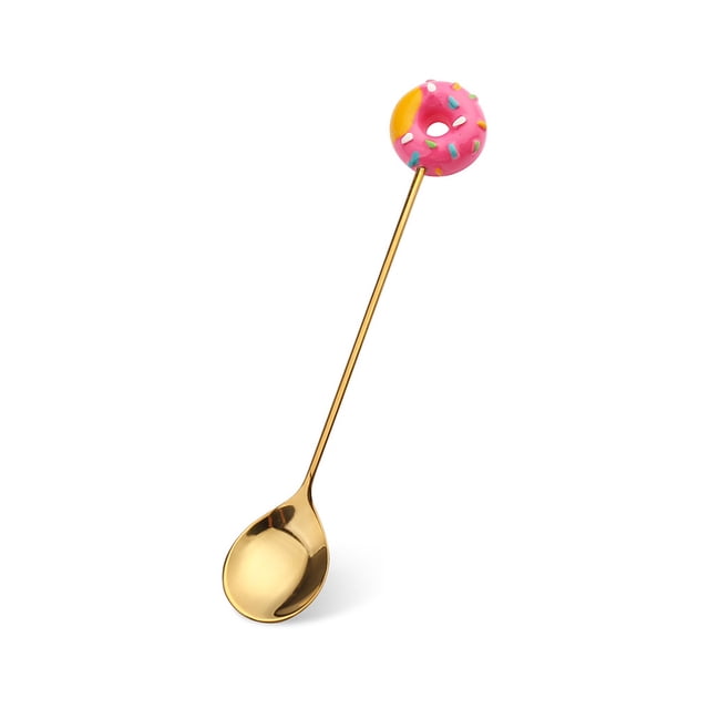 kurtrusly Vaisselle de Maison et d'Hôtel Adorable en Acier Inoxydable Réutilisable pour Gâteau Dessert Cuillère Beigne Rouge 1Ensemble