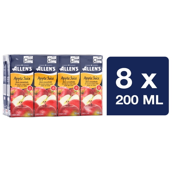 Allen's Pure Apple Juice Low Acid Juice Boxes 8 x 200 ml