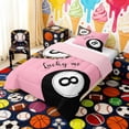 thumbnail image 2 of Erosebridal Leopard 8 Ball Lucky Twin Comforter Sets, Sport Bedding Set for Girls and Boys, Pink Reversible 2 Pieces, 1 Comforter and 1 Pillowcase, 2 of 6