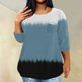 thumbnail image 2 of ADSSDQ Plus Size Tops For Women 3/4 Sleeve Summer Tie Dye Tshirts Cotton Loose Fit Crewneck Long Shirts To Wear With Leggings Half Sleeves Fall Blouses Travel Clothes With Pocket Black L, 2 of 5