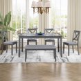 thumbnail image 2 of Dining Room Set, LEGAHOME 6 Piece Dining Sets with Bench and Chairs, Solid Wood Kitchen Dining Table Set for 6 with Upholstered Chairs, Gray, 2 of 8