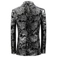 thumbnail image 3 of Mens Luxury Paisley Suit Jacket Gold Shiny Slim Fit Button Down Blazer, 3 of 5
