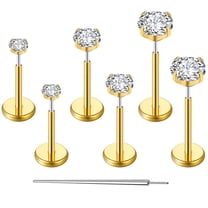 Elecost 18G Flat Back Earrings Stud G23 Titanium Threadless Tragus Labret Cartilage Lip Medusa Conch Body Piercing Jewelry Hypoallergenic for Women Men