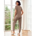 thumbnail image 3 of Ekouaer Pajama Sets for Womens Rib Knit 2 Piece Pjs Jogger Pants Short Sleeve Sleepwear Lounge Set with Pockets, 3 of 9