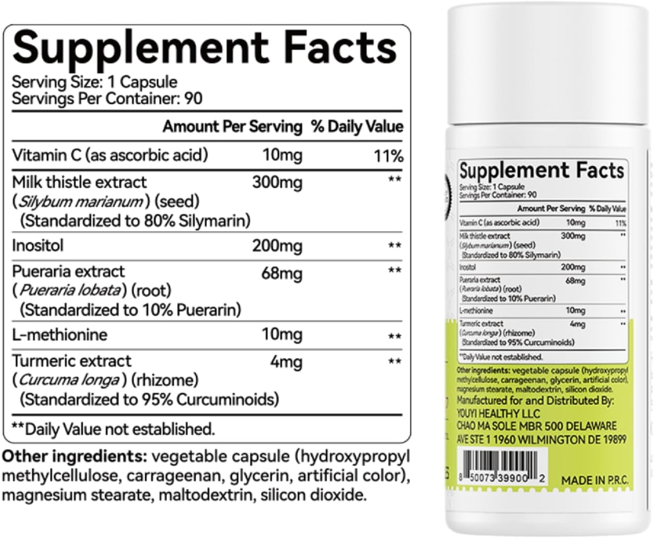 OxyEnergy Silymarin Milk Thistle 300mg Extract with Vitamin C, Inositol & Pueraria – Supports Liver Health and Antioxidant Activity – 90 Vegetarian Capsules
