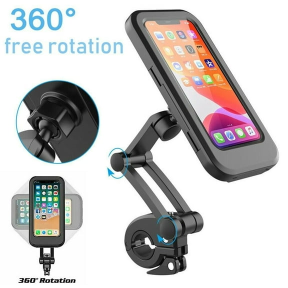 Waterproof Bike Phone Mount, Touch-Screen Bicycle Phone Holder, Universal Waterproof Cell Phone Bag 360°Rotatable Motorcycle Scooter ATV MTB Phone Mount Holder for 4.7-6.8" Smartphones