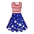 thumbnail image 3 of 2026 New Girls Patriotic Sleeveless Dress For Girls Round Neck Red White Blue Party Outfit Age 3 16 Classic Summer Dress(Blue,7-8 Years), 3 of 3