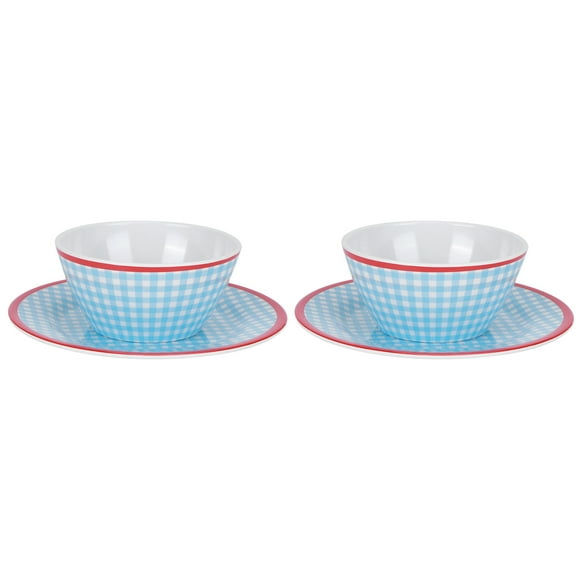 Verdant Touch Plat Snack 4 Pcs/Set Saladier Plat Bleu Grille Modèle Imitation Porcelaine Snack Plat Vaisselle