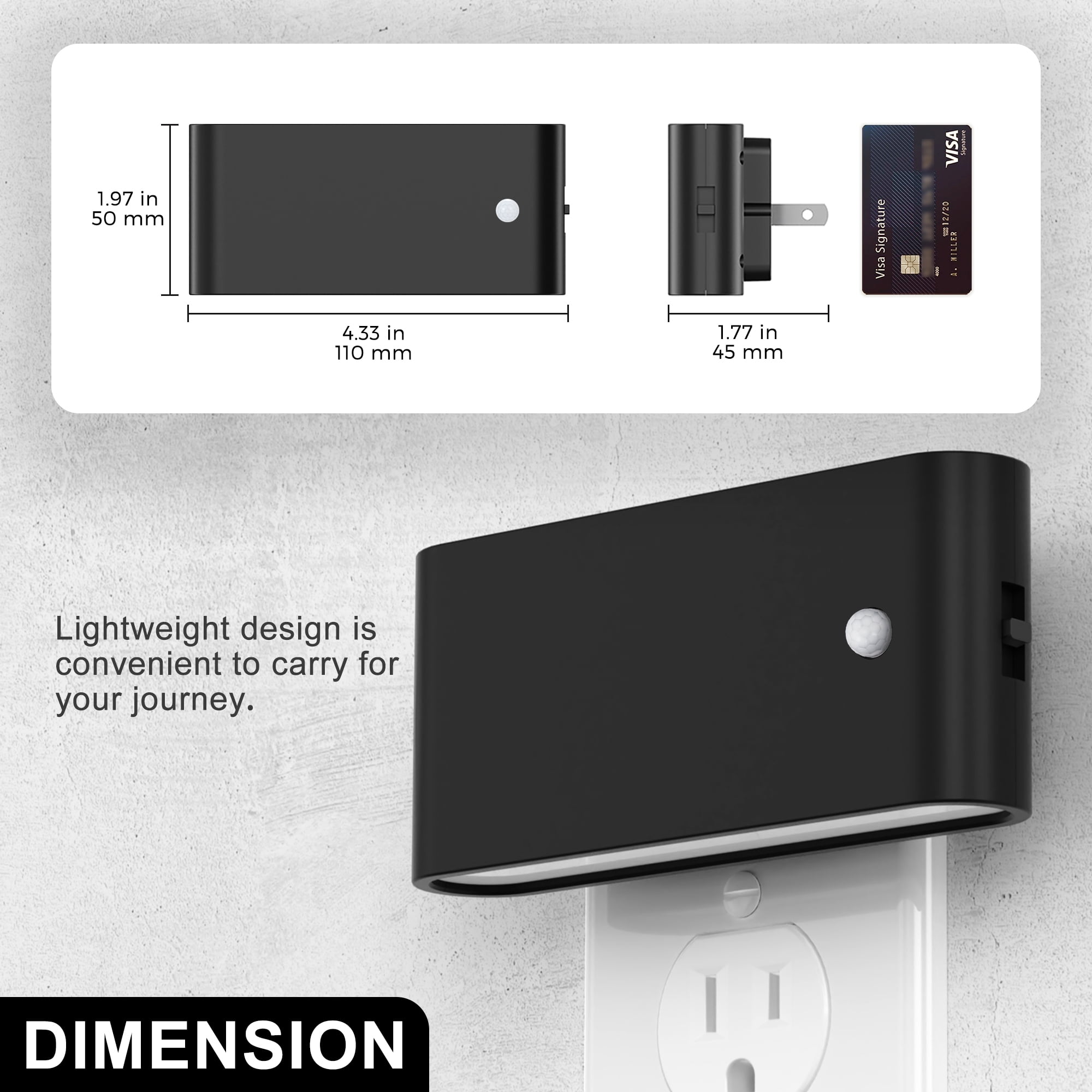 YANSUN 2-Pack Plug-in Motion Sensor Night Lights - Dimmable 3000K Warm White LED with Auto on/off for Hallway Bedroom Rooms