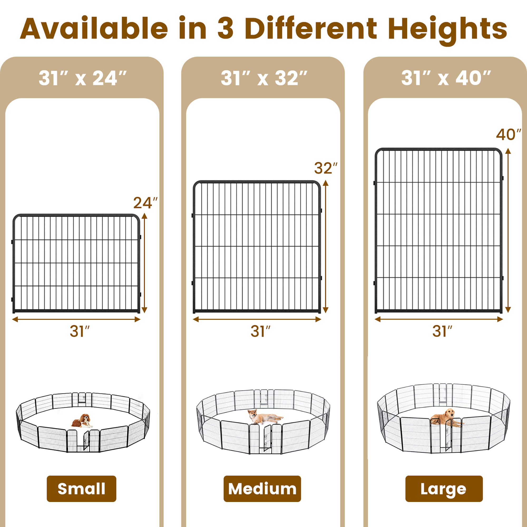 Gymax 16 Panel 24'' Height Pen Fence w/ Lock Indoor Outdoor Foldable Fencing Gate