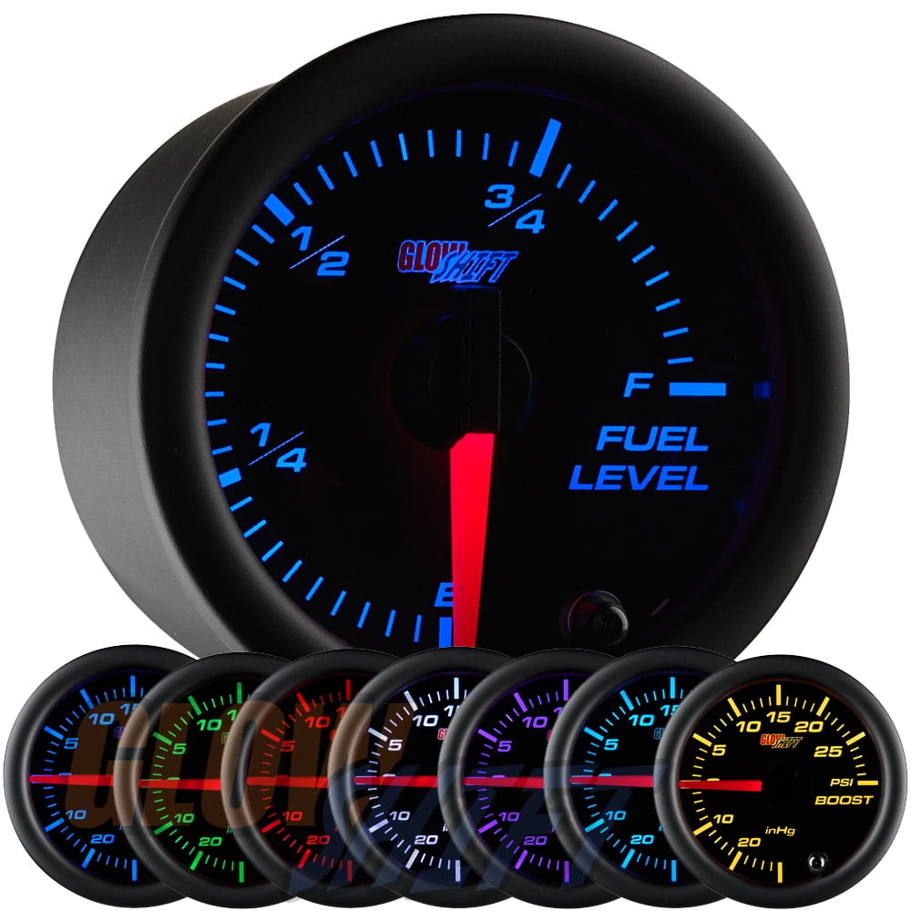 GlowShift Black 7 Color Fuel Level Gauge