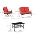 thumbnail image 3 of Outsunny Ensemble de Mobilier de Patio en Rotin 4 Pcs avec Coussins, Dessus de Table en Verre Rouge, 3 of 10