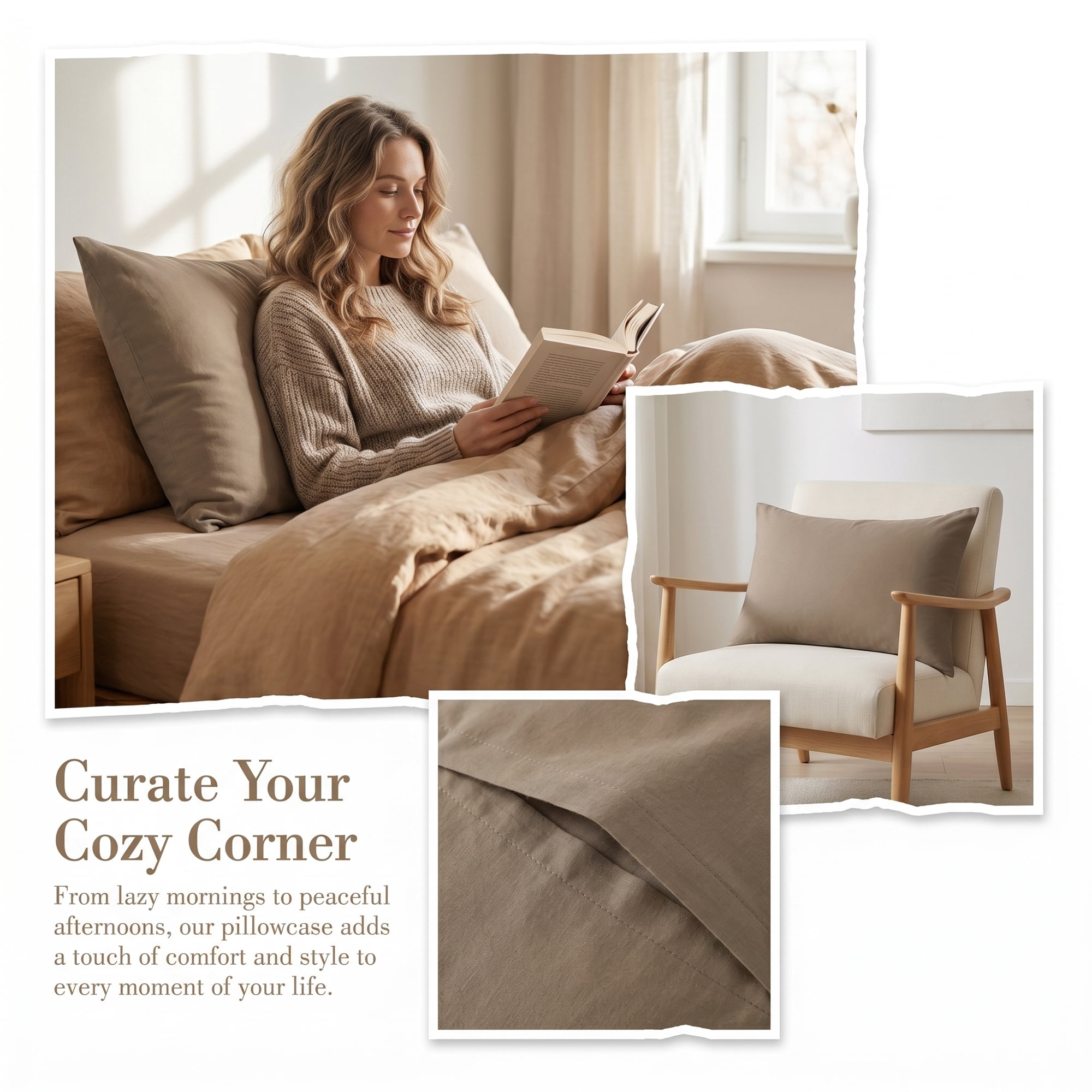 Unique Bargains Smooth and Cool Envelope-style Closure Durable Bedding Pillowcases Brown