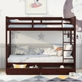 thumbnail image 5 of Bellemave Bunk Beds with Storage Drawers, Solid Wood Twin Over Twin Bunk Beds Frame with Ladders for Teens Adults (Espresso), 5 of 9