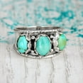 thumbnail image 4 of Rings for Women Turquoise Three Stone Ring, Retro Natural Gemstone Ring, Bohemian Broadband Ring, Fashion Jewelry Ring Gifts for Men and Women Size 6 Valentine's Day Gifts, 4 of 6