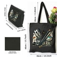 thumbnail image 3 of GOSMITH Canvas Tote Bag Aesthetic 2 Pcs Cute Aesthetic Tote Bags with Zipper Art Squad Creativity Art Black, 3 of 8