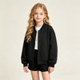 thumbnail image 5 of WAVSUF Girls Bomber Jacket, with Pockets Windproof Long Sleeve Fall Casual Baseball Jackets Black 7-8, 5 of 6