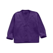 Meresysid Cardigan Sweaters for Infant Toddler Girls Baby Teen Children's Fashion Casual Solid Color Loose Button Long Sleeved V-neck Top shirt Purple