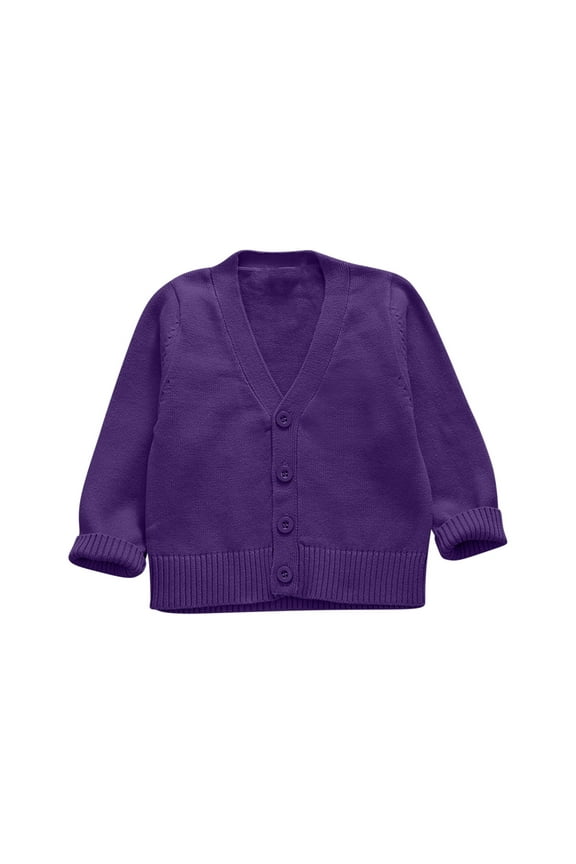 Boys Girls Cardigans Sweater V-Neck Long Sleeve Button Soild Cotton Knit Sweaters 2025 Fashion Tops Today Sales Purple,XXXXL