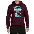 thumbnail image 2 of Wild Bobby, Faith Over Fear, Inspirational/Christian, Unisex Graphic Hoodie Sweatshirt, Maroon, XX-Large, 2 of 4