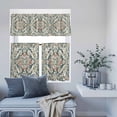 thumbnail image 6 of 3 Piece Kitchen Curtains and Valances Set Green Orange Boho Cafe Curtains 36 Inch Length Abstract Medieval Vintage Ethnic Floral Valance & Tier Curtain for Living Room Bedroom 54"x18"+27"x36"*2, 6 of 6