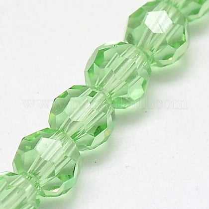 Glass Beads Strands Faceted(32 Facets) Round Pale Green 8mm Hole: 1.5mm about 66~67pcs/strand 15.12 inch~15.35 inch(38.4~39cm)