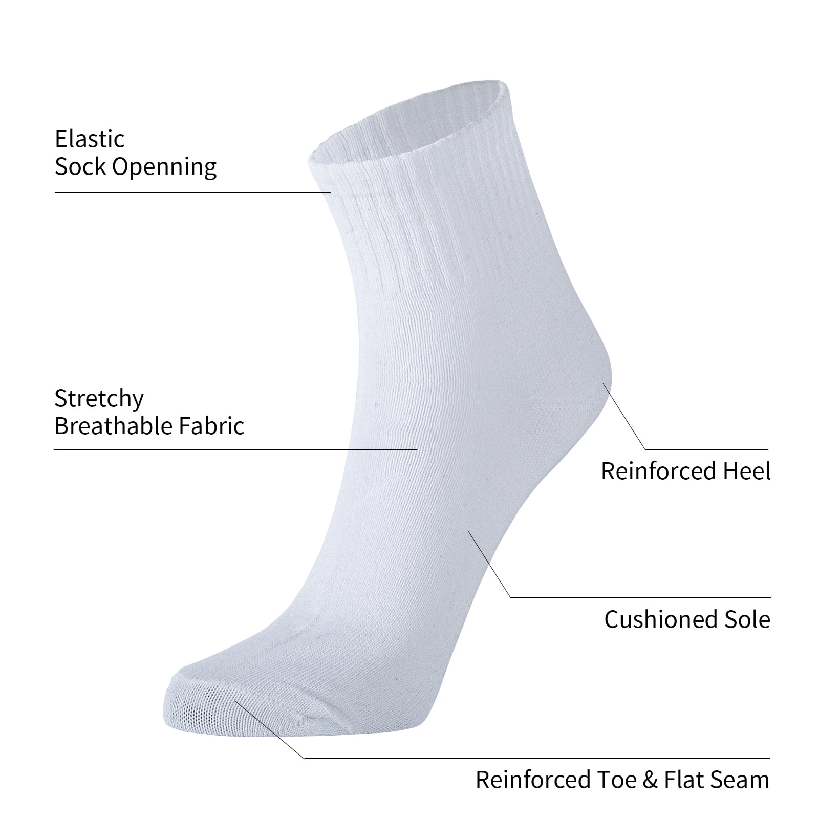 Sophproton 150 Pairs Men's Socks Bulk Quarter Socks Moisture Wicking Socks Casual Sports Ankle Socks Bulk for Homeless  Men Women