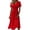 Red, variant on Women's V-Neck Wrap Waist Midi Dress | Short Sleeve Solid Color Casual A-Line Dress with Pockets, Summer Flowy Dress