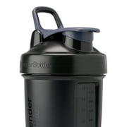BlenderBottle ProStak Shaker Bottle with Storage Compartment, 22 oz, Leakproof Lid, Wire Whisk Ball, BPA-Free, Black (Nightshade)