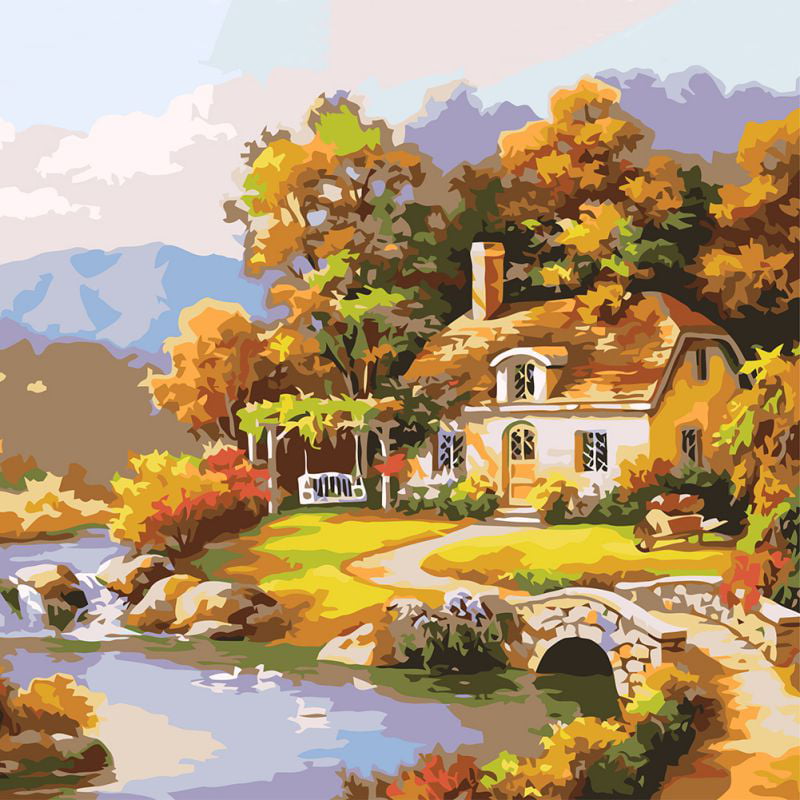 Frameless Scenery DIY Paint By Numbers Kit Digital Oil Painting Home Wall Decor 