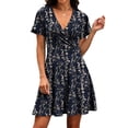 thumbnail image 3 of Hbhpov Women's Summer Causal Dresses V-Neck Short Sleeve Floral Beach Sundress M-2XL, 3 of 6