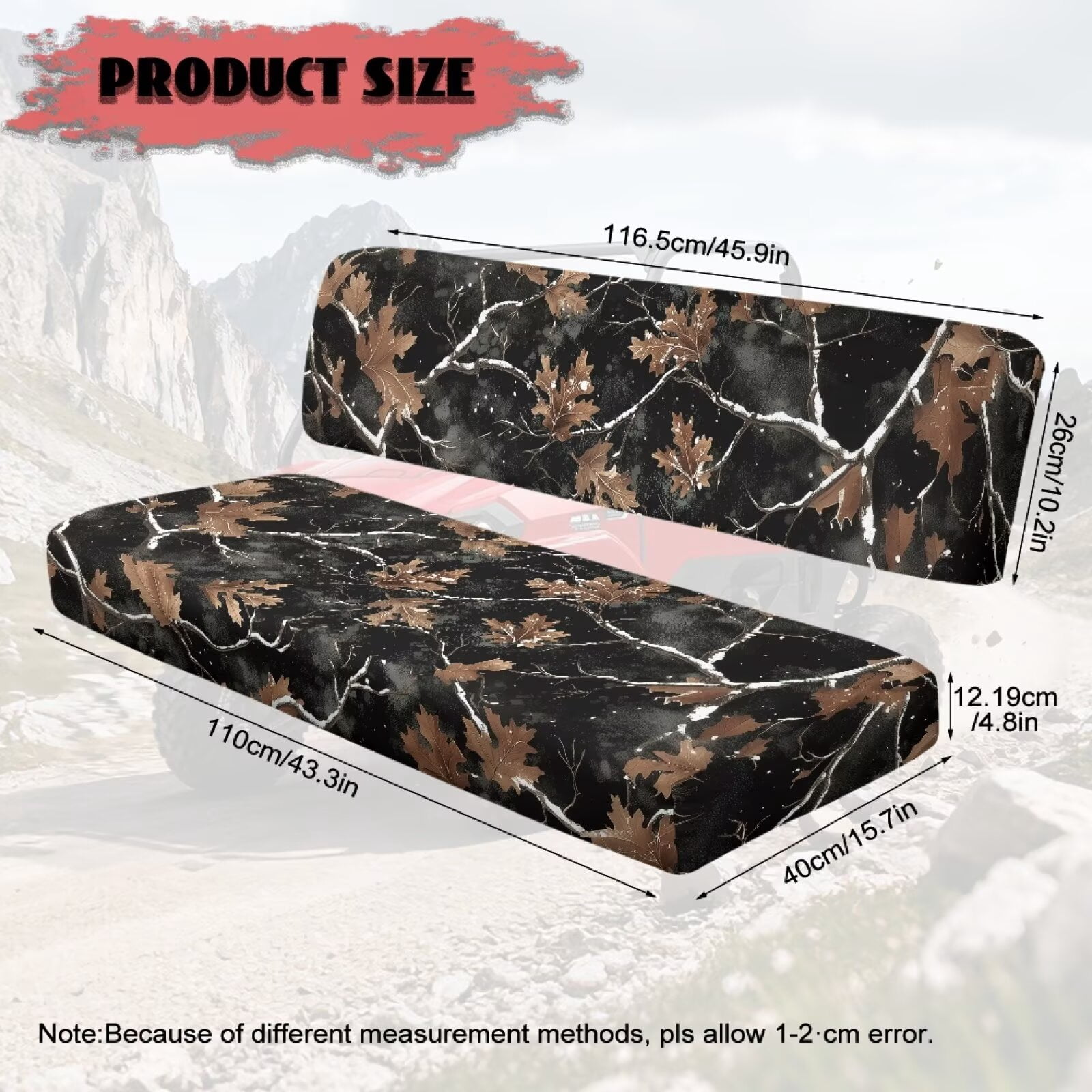 XYZCANDO Black Camo Hunting UTV Seat Covers for Kawasaki Mule Set 2 Pcs Replacement Bench Seats Cover Washable UTV Seat Cover Accessory Part Nonslip All-Season Protection