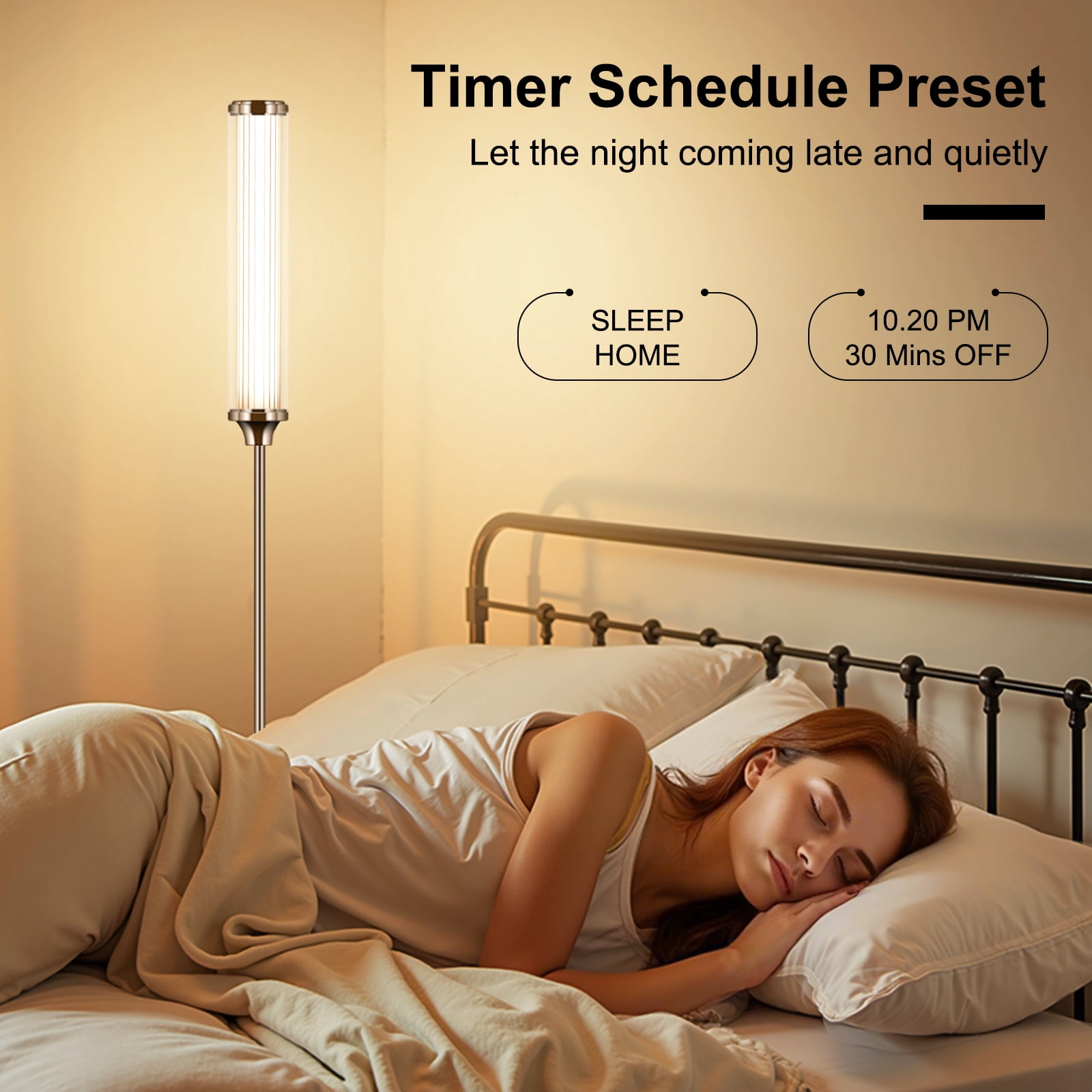 69" Floor Lamp, Smart RGBCW LED Corner Lamp with App & Remote Control, 16 Million Colors & 200+ Scene, Music Sync, Timer Setting, 1500 Lumen, Standing Lamp for Living Room, Bedroom, Gaming Room, Gold
