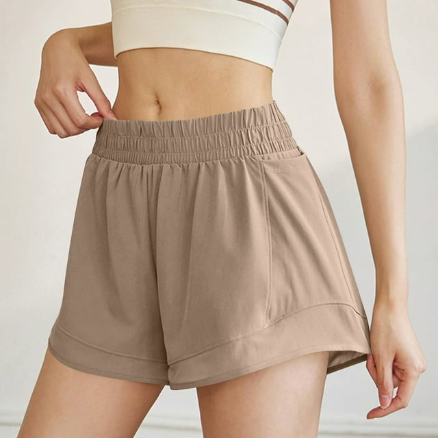 TNDBKQWR Shorts pour Femmes pour l'Été Shorts de Randonnée pour Femmes avec Poches Shorts de Course pour Femme Offres de Shorts d'Été Solde (Kaki, TG)