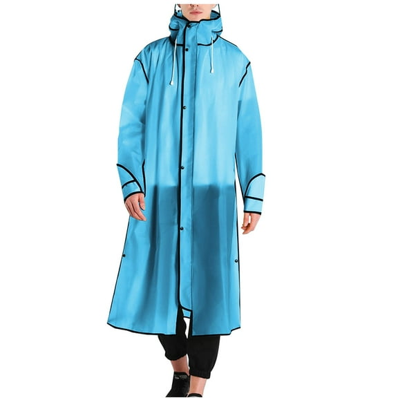 Rohuuque Men's One Piece Rain Poncho Waterproof Rain Cape with Zipper Lightweight Packable Riding Outdoor Poncho Rain Jacket Blue