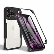 Sanwo Full Body Case for iPhone 18 Pro Max with Built-in Screen Protector,Shockproof Clear PC+TPU Cover,Anti-Fingerprint Design,Black