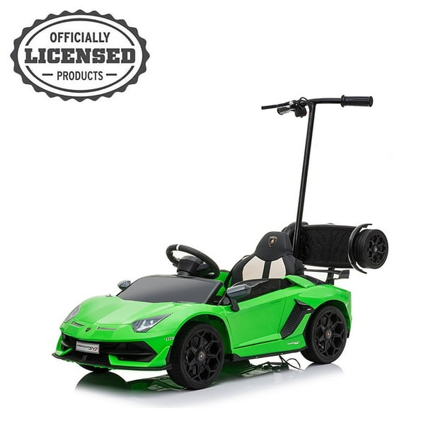 Lamborghini Aventador SVJ 12V Voiture Électrique pour les Enfants avec Hoverboard Parental Vert Citron- Kids On Wheelz