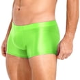 thumbnail image 4 of Swimwear Mens Low Rise Glossy Boxer Briefs Underwear Solid Color Boxer Bottom Low Rise Underpants Male Swimming Shorts Trunks Blue M, 4 of 5