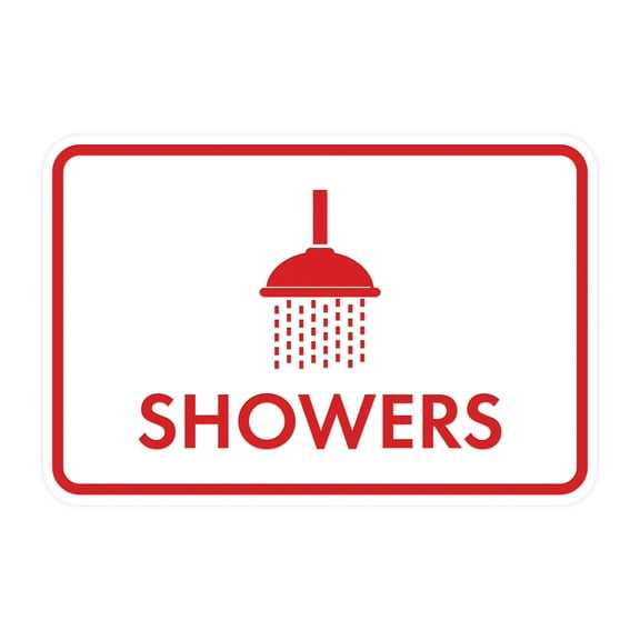 Classic Framed Showers Sign (White/Red) - Large