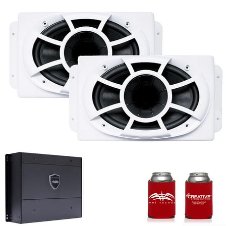 Wet Sounds REV6X9-SM-W HCLD 6x9" in White Roto-Molded Enclosure & SYN-DX2 750 Watt Amplifier