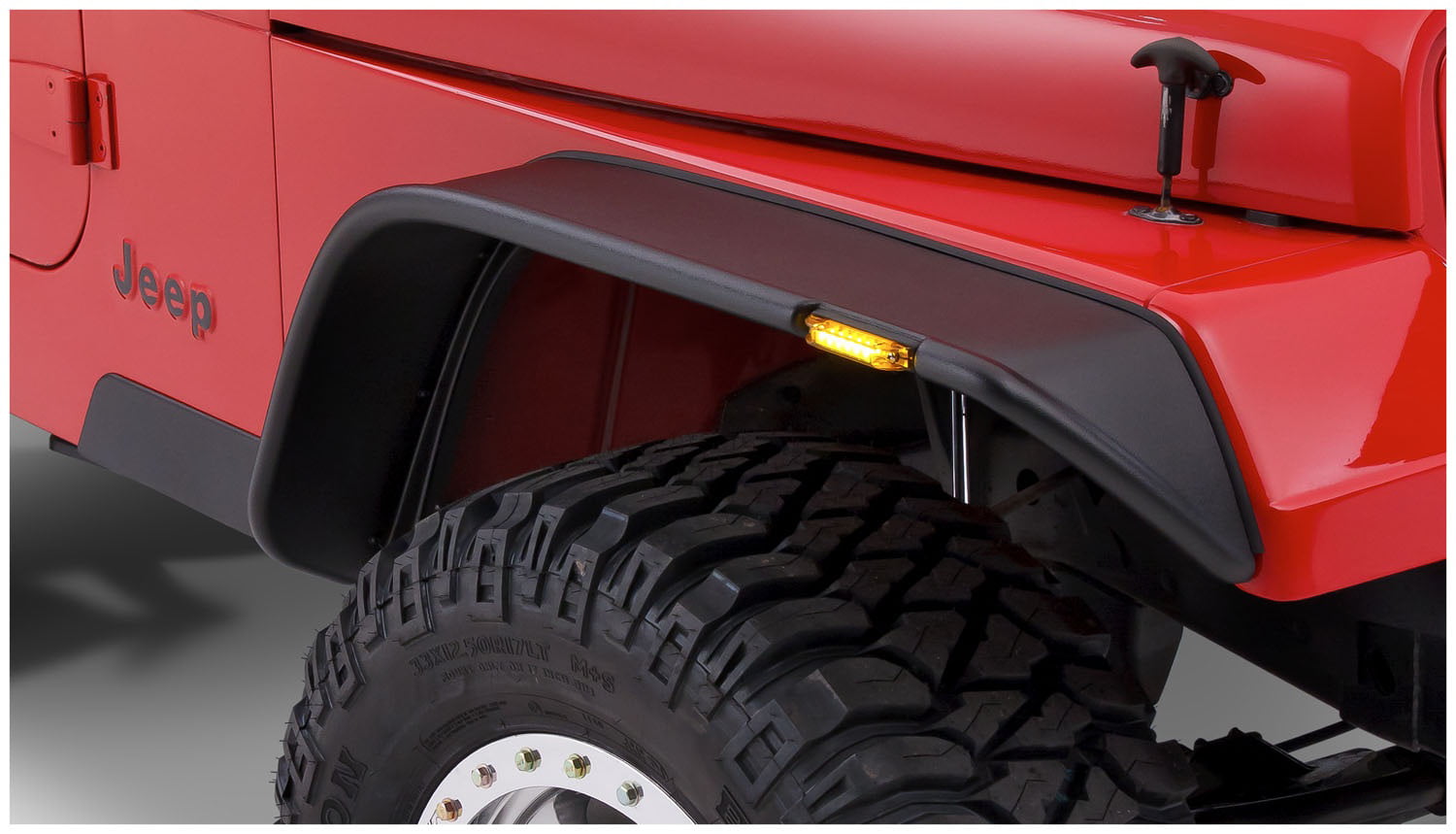 Bushwacker 10067-07 Black Jeep Flat Style Textured Finish Front Fender  Flares for 1987-1995 Jeep Wrangler YJ (Excludes Renegade) 