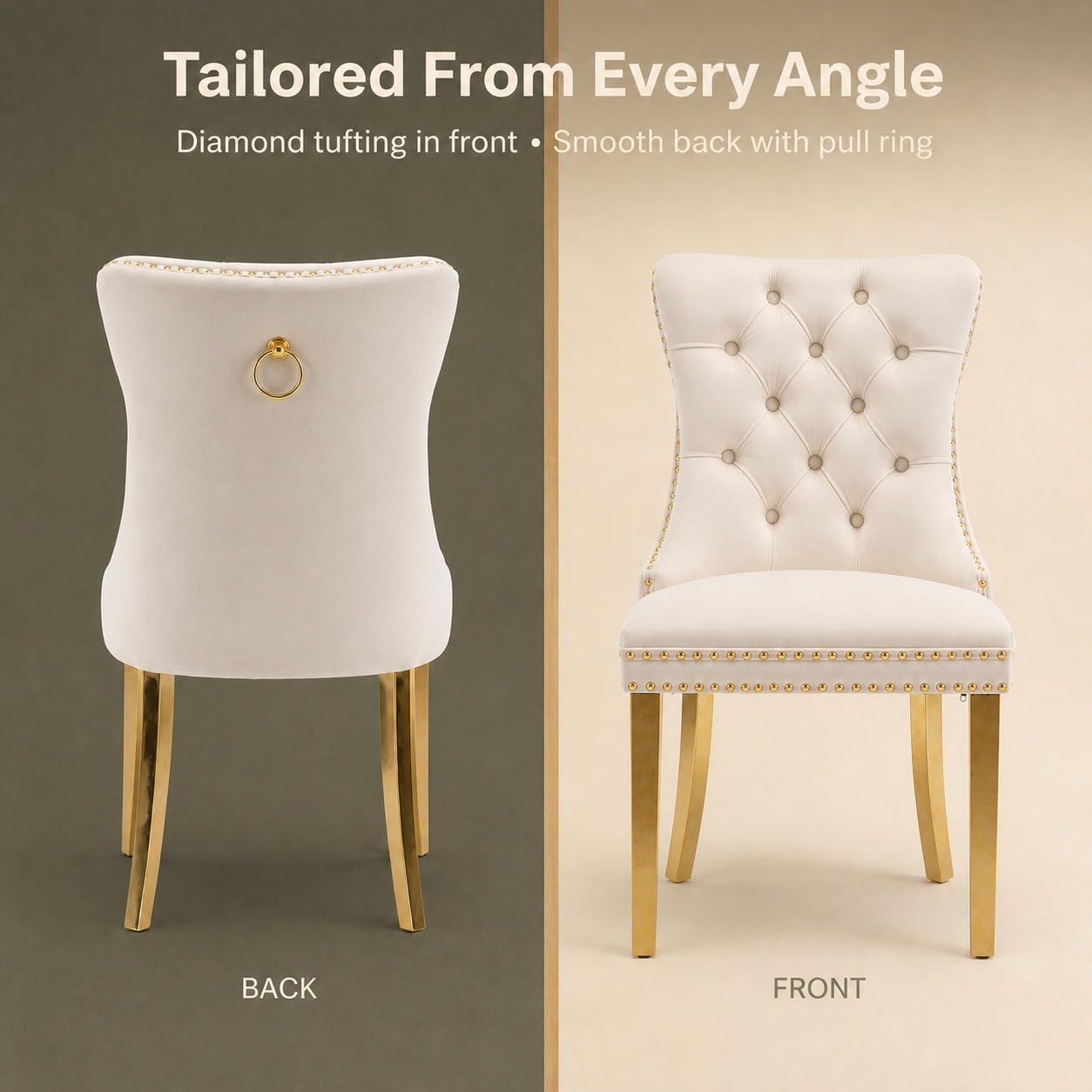 ODUSE-DAILY Beige Velvet Dining Chairs Set of 6 photo 4