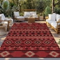 thumbnail image 2 of Red Boho Southwestern Outdoor Rug 3x5 Ft - Reversible Patio Rug Outdoor Camping Rugs, Farmhouse Aztec Tribe Ethnic Motifs Indoor Outdoor Area Rugs, Non-Slip Outdoor Carpet Runner for Deck/Porch, 2 of 8