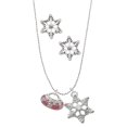 thumbnail image 1 of Delight Jewelry Silvertone Hot Pink Retro Purse Silver tone Snowflake Charm Necklace and Stud Earrings, 1 of 4